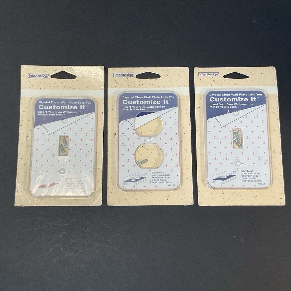 3 Pc Customize-It Wall Plate Use Your Wallpaper Outlet & Light Switch Cover VTG